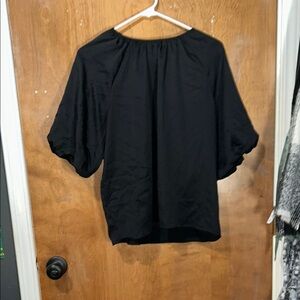Worthington Black Ruffled Relaxed Blouse